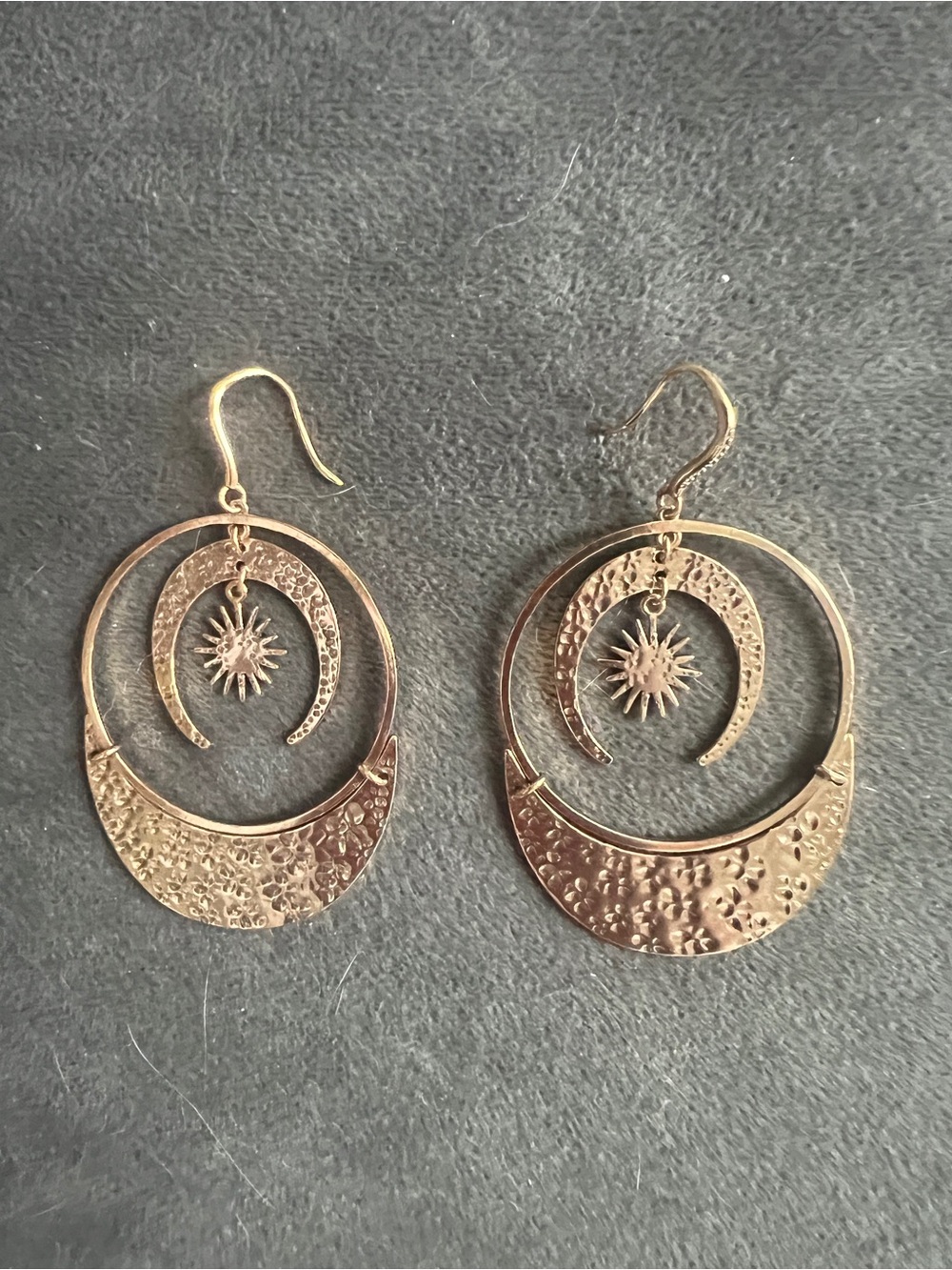 Katia Designs Gold Crescent Sun Dangle Earrings - Women Jewelry